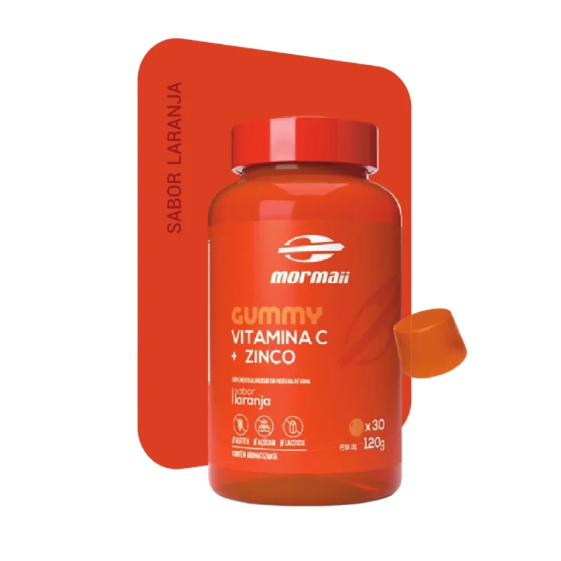 Vitamina C + Zinco Mormaii em gomas sabor Laranja 120g
